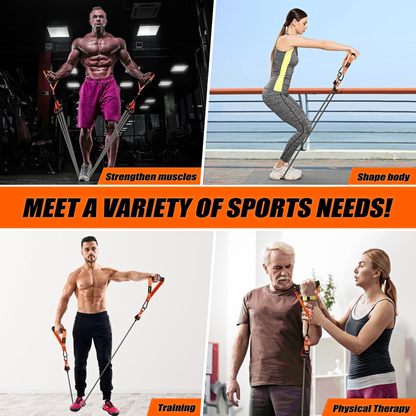 Resistance Bands, Exercise Bands,Resistance Bands for Working Out, Work Out Bands with Handles for Men and Women Fitness, Strength Training Home Gym Equipment