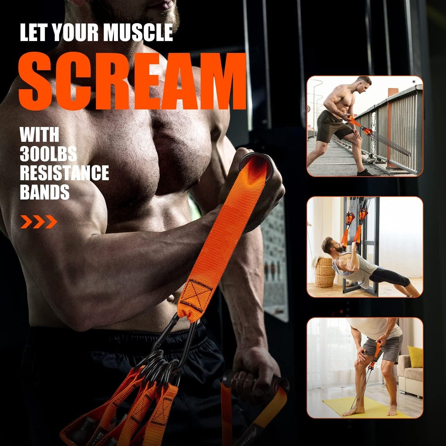 Resistance Bands, Exercise Bands,Resistance Bands for Working Out, Work Out Bands with Handles for Men and Women Fitness, Strength Training Home Gym Equipment