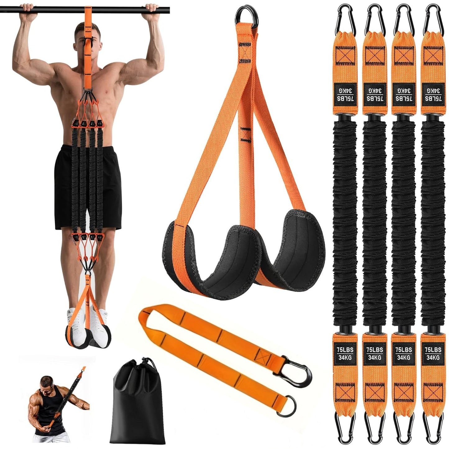 Pull Up Assistance Bands, Resistance Bands for Pull Up Bar Workout, Adjustable Heavy Duty Pull Up Assist Equipment with 4 Assistance Bands, Home Gym Fitness Exercise Strength Training