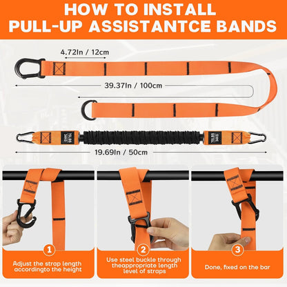 Pull Up Assistance Bands, Resistance Bands for Pull Up Bar Workout, Adjustable Heavy Duty Pull Up Assist Equipment with 4 Assistance Bands, Home Gym Fitness Exercise Strength Training