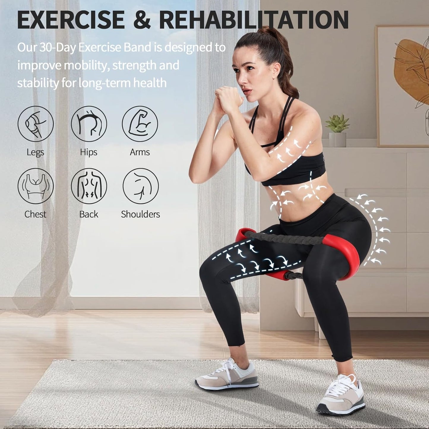 Hip Core System, Loop Resistance Bands for Workout, Glute Workout Bands to Stretch and Strengthen Legs, Butt, HIPS, Thighs and Glutes, Elastic Exercise Equipment for Women, Men