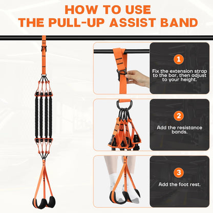 Pull Up Assistance Bands, Resistance Bands for Pull Up Bar Workout, Adjustable Heavy Duty Pull Up Assist Equipment with 4 Assistance Bands, Home Gym Fitness Exercise Strength Training