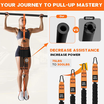 Pull Up Assistance Bands, Resistance Bands for Pull Up Bar Workout, Adjustable Heavy Duty Pull Up Assist Equipment with 4 Assistance Bands, Home Gym Fitness Exercise Strength Training